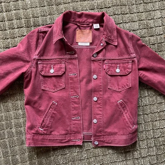 Levi's Utility Original Trucker Jacket Red Garment Dye - Medium - Picture 3 of 7